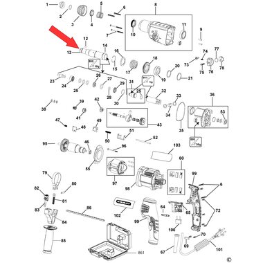 Шпиндель для перфоратора Stanley FME500 1004518-13